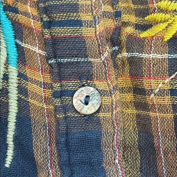 Johnny Was workshop Floral Embroidered Plaid Shirt - Picture 8 of 8